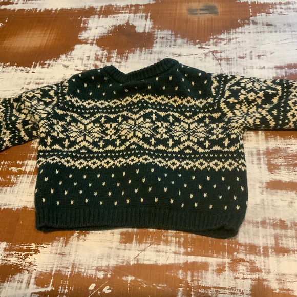 Lands End Emerald Green Baby Cardigan Fair Isle 12 Months - Picture 8 of 10